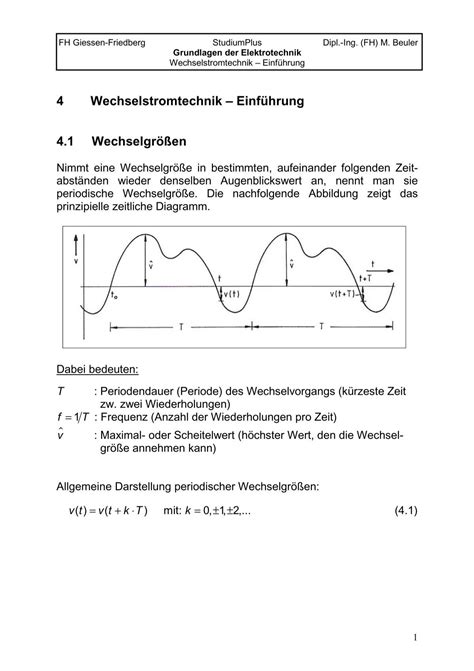 4 Wechselstromtechnik Einführung 4 1 Wechselgrößen