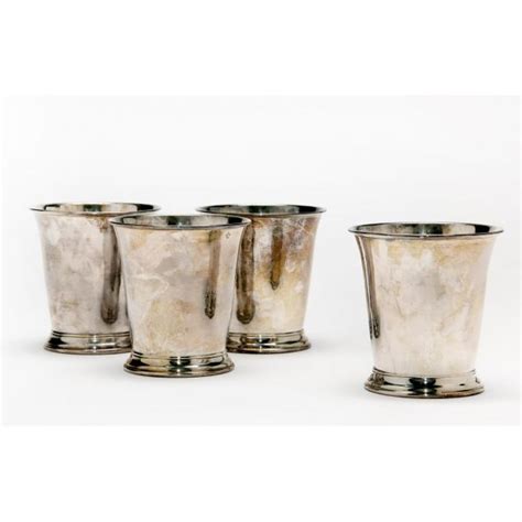 Set Of Four Silverplate Mint Julep Cups Colonial Williamsburg Lot