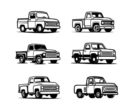 Premium Vector A Set Collection Of Pickup Truck Silhouette Illustrations