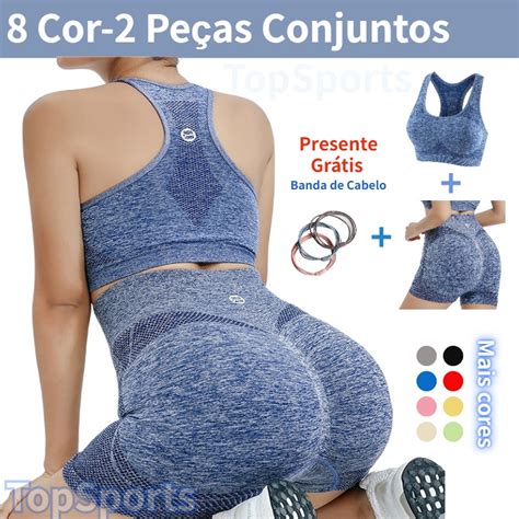 Top Sports Pe As Conjuntos Academia Fitness Feminino Leggings Top Bra