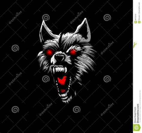 an angry wolf with red eyes on black background