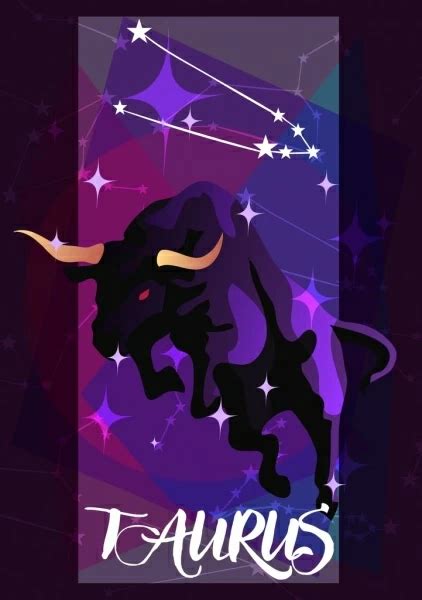 Taurus Zodiac Sign Buffalo Icon Dark Violet Design Vectors Graphic Art