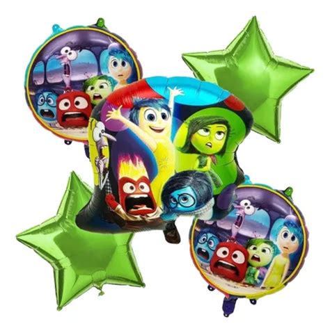 Set De 5pz De Globos Metálicos Personajes De Intensamente 2 Meses sin