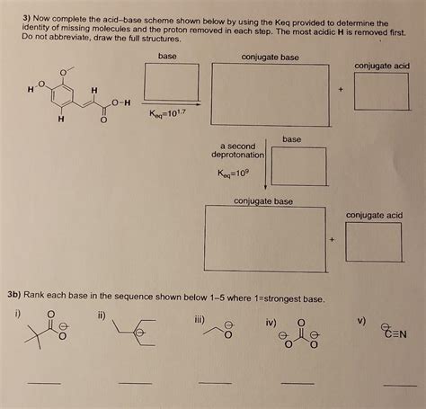 Solved Now Complete The Acid Base Scheme Shown Below By Chegg