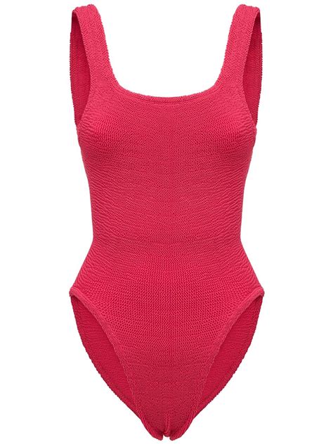 Hunza G Square Neck High Cut One Piece Swimsuit In Fuchsia Modesens