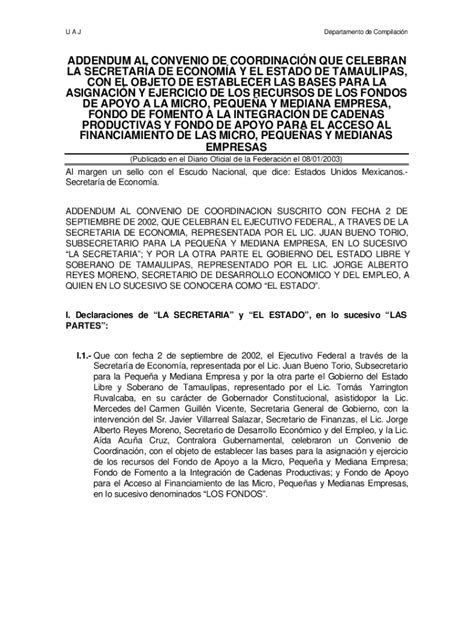 Fillable Online Convenio De Coordinacin Que Celebran La Secretara De