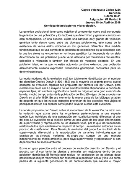 Genetica De Poblaciones Y La Evolucion 1 PDF