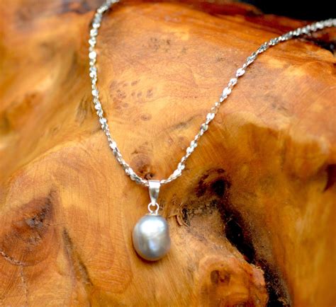 Collana In Argento Con Perle Grigie Ciondolo Con Perla Etsy Italia