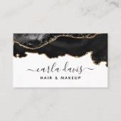 Signature Script Black And Gold Agate Marble Qr Business Card Zazzle