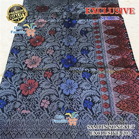 Sampin Songket Siap Jahit Samping Exclusive Tenun M Warna Putih Emas