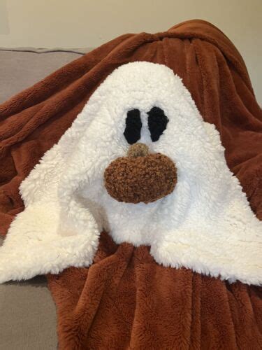 Authentic Pottery Barn Gus The Ghost Pumpkin Shape Pillow Sherpa Fast Shipping Ebay