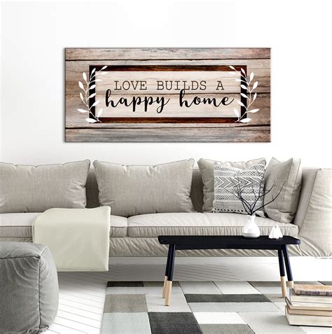 Home Wall Art Love Builds A Happy Home V4 Wood Frame Ready To Hang