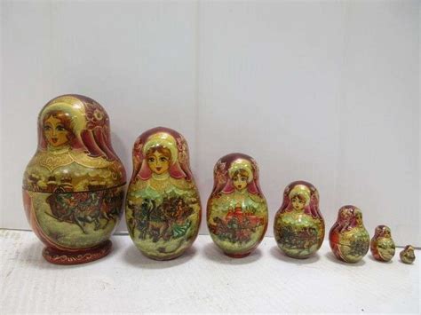 Seven Piece Russian Nesting Doll Signed By Ceprueb Nocag Hand Painted