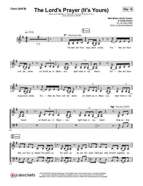 The Lord S Prayer It S Yours Choir Sheet Music PDF Matt Maher TAYA