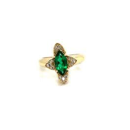 Inel Cu Piatra Verde Din Aur Galben 14K Green Stone Jewellery