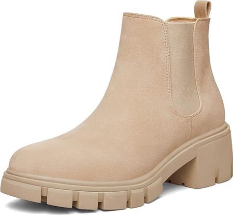 Mysoft Women S Platform Chelsea Boots Lug Sole Slip On Chunky Block