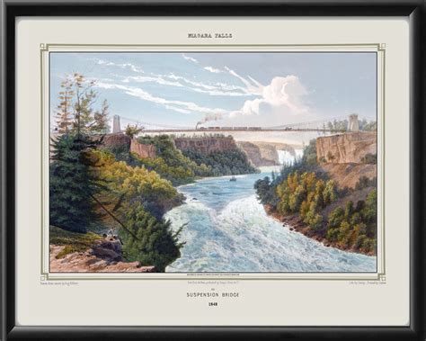 Niagara Falls Suspension Bridge 1848 Vintage City Maps