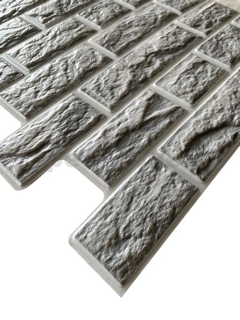 Obkladové panely 3D PVC rozměr 473 x 473 mm cihla šedá s bílou spárou