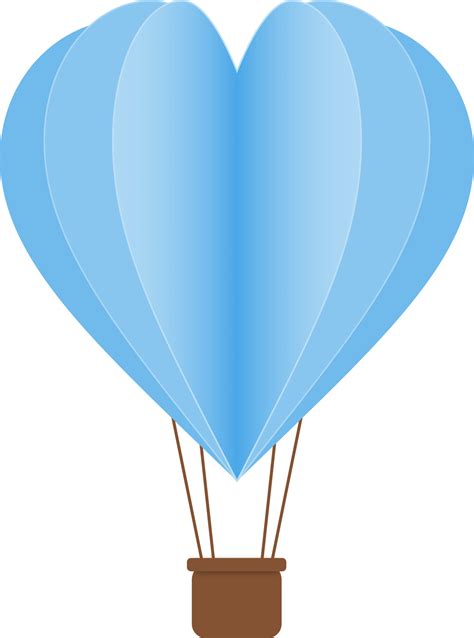 Blue Heart Hot Air Balloon Paper Cut Heart Shaped Hot Air Balloon PNG