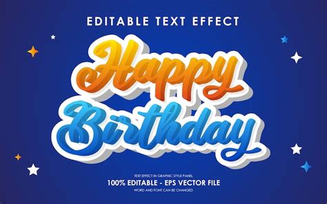 Premium Vector Editable Happy Birthday 3D Text Effect