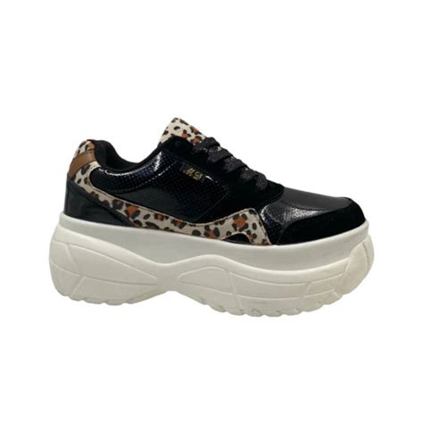 Generico Zapatilla Negra Print Plataforma Mujer