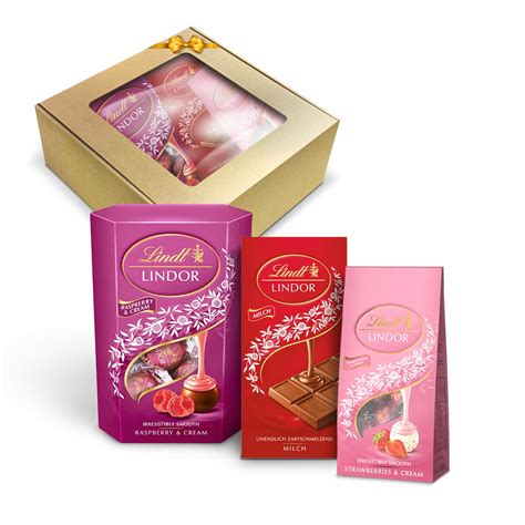 Prezent na Komunię Lindt praliny LINDOR malinowe truskawka i czekolada