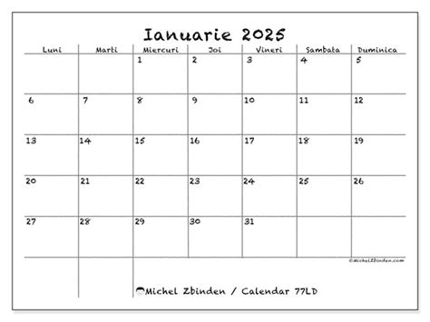 Calendar Ianuarie Michel Zbinden Ro