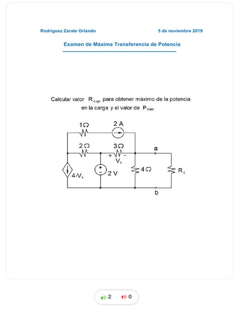 Examen Resuelto De Maxima Transferencia De Potencia Compress Pdf