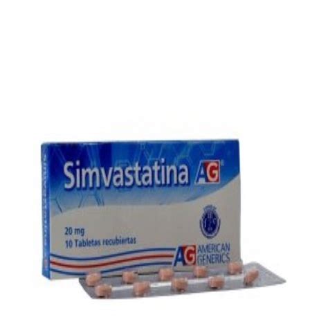 Simvastatina 20 Mg 10 Tabletas Ag Tu Droguería en Línea