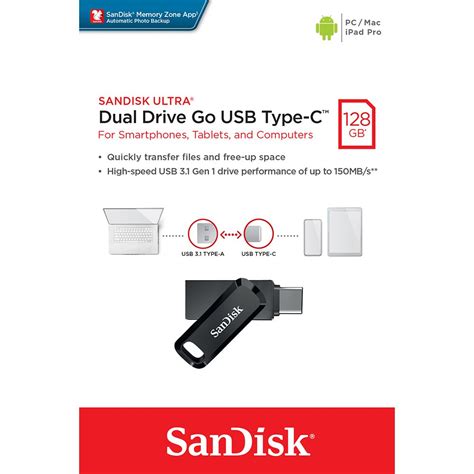 Pendrive Ultra Dual Drive Go 128GB Conectores USB 3 1 E Type C