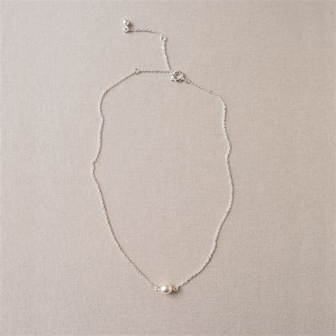 Single pearl choker necklace (silver) | Aria – Liberty in Love