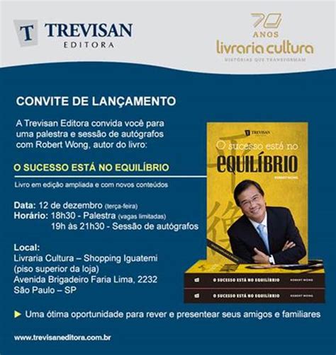 Robert Wong ministra palestra e sessão de autógrafos do livro O