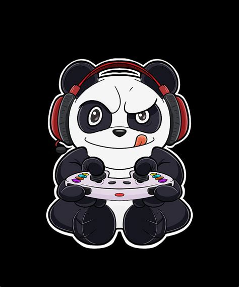 Panda With Gaming Controller I Funny Gaming I Gamer Digital Art By