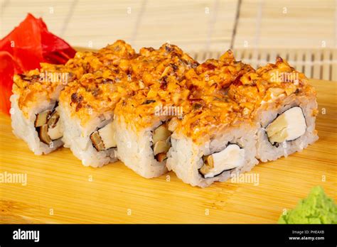 Delicious Spicy Eel Sushi Roll Stock Photo Alamy