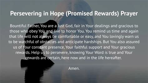 Persevering In Hope Promised Rewards Prayer Prayer For Perseverance