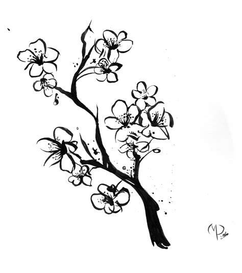 Sketch Cherry Blossom Tree Drawing - Japanese Tree Sketch at ...