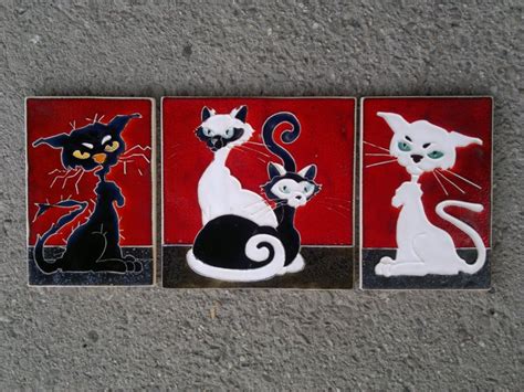 Marian Jesień Plaque Cats 3 Ceramic Catawiki