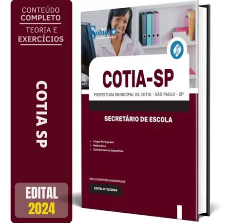 Apostila Prefeitura De Cotia Sp 2024 Secretário De Escola MercadoLivre