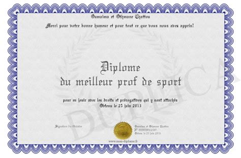 Diplome Du Meilleur Prof De Sport