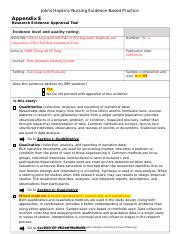 2017 Appendix E Research Appraisal Tool 1 Docx Johns Hopkins Nursing