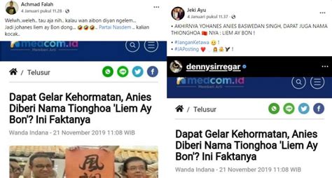 Cek Fakta Tak Cuma Nama Yohanes Anies Baswedan Dapat Nama Tionghoa