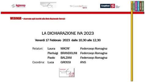 Webinar Rns La Dichiarazione Iva Sito Ufficiale Legacoop Bologna