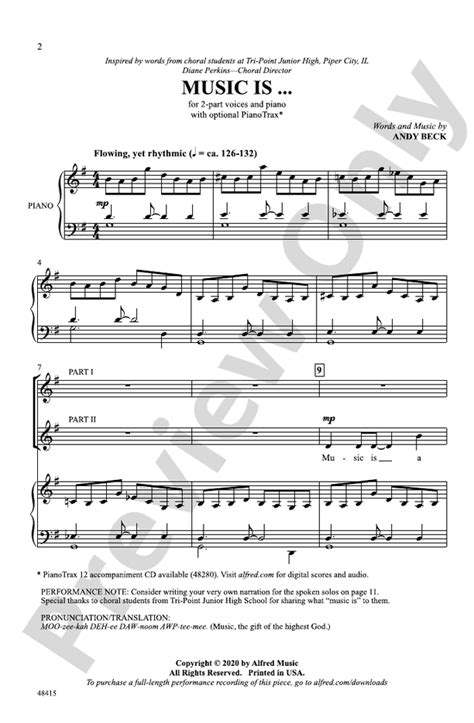 Music Is 2 Part Choral Octavo Andy Beck Digital Sheet Music