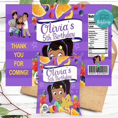 Nina S World Birthday Party Fruit Snack Bag Digital File Bobotemp