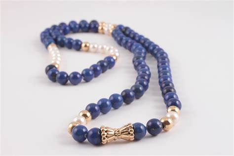 Lapis Lazuli Pearl Gold Necklace At Stdibs Lapis And Pearl Necklace