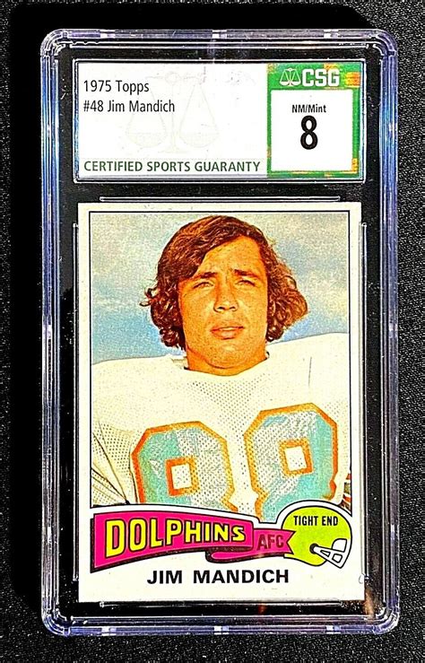 Jim Mandich 1975 Topps 48 Football Rookie Rc Miami Dolphins Csg 8 Nm Mt G2935 Selly Park