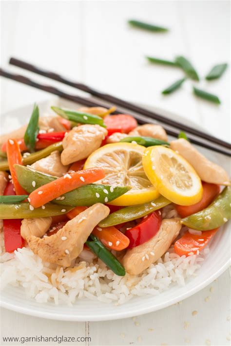 Lemon Chicken Stir Fry Garnish And Glaze