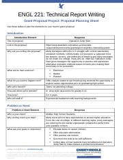 ENGL 221 Proposal Planning Sheet 1 Docx ENGL 221 Technical Report