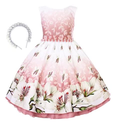 Vestido Infantil Nude Moda Floral Formatura Igreja Florista Frete Gr Tis
