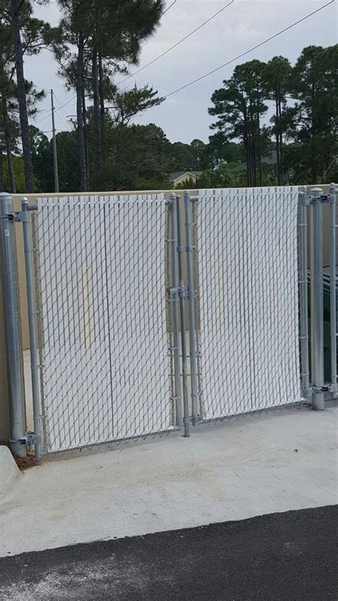 Chain Link Dumpster Pad Gate With Privacy Slats Gulf Fence